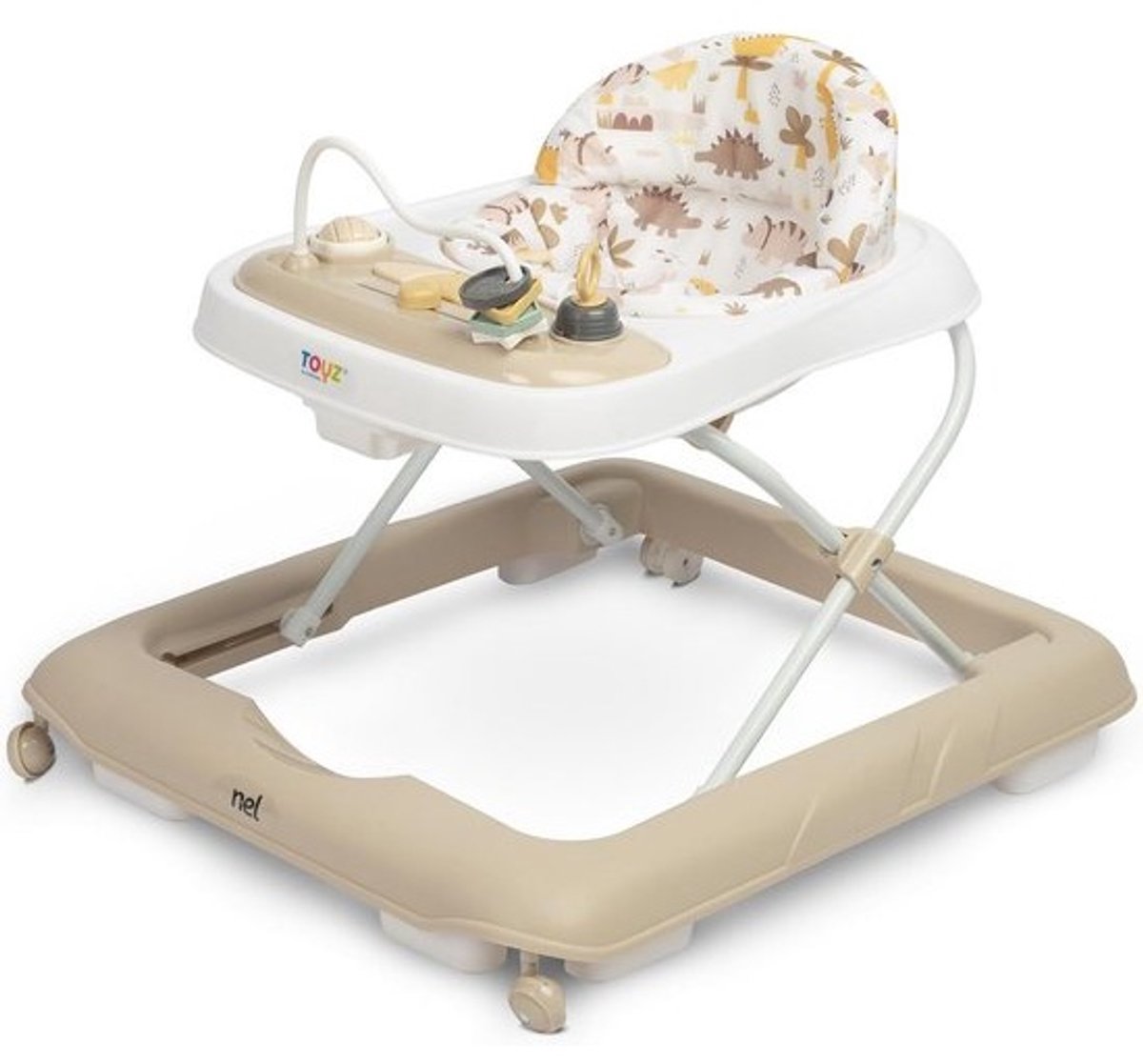 Roller voor Baby vanaf 6 Maanden - Leerrollator met Leerplank voor Motorische Ontwikkeling - Speel- en Loopcentrum - Bruin