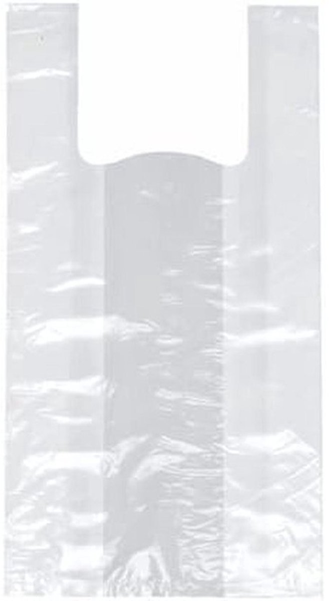 10x Witte Hemdtassen (Medium) - Sterke HDPE Draagtassen voor Boodschappen - 55x22x15 cm