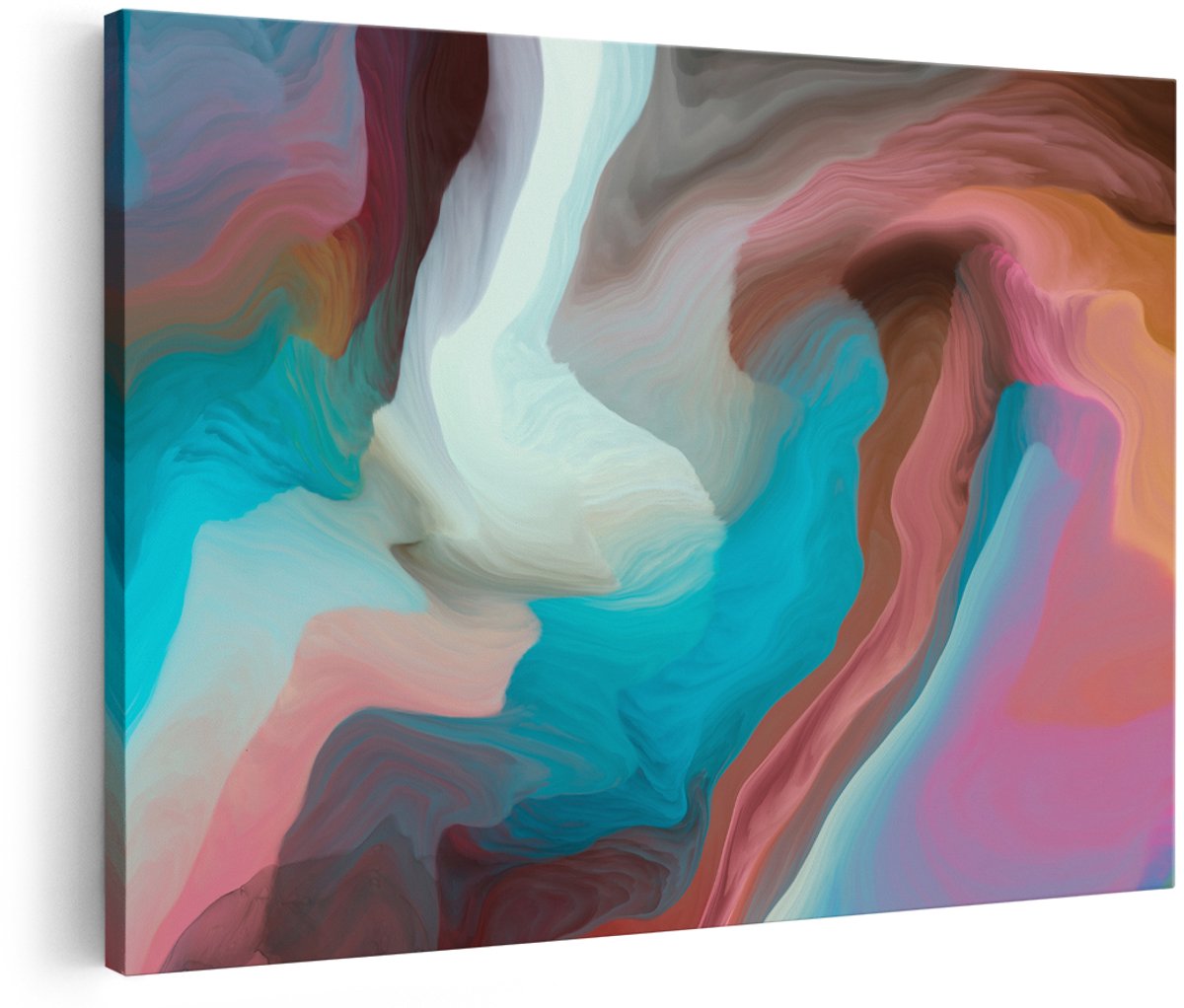 Artaza Canvas Schilderij Abstracte Kunst - Kleurrijke Golven - 150x100 cm - Groot - Foto Op Canvas - Wanddecoratie Woonkamer