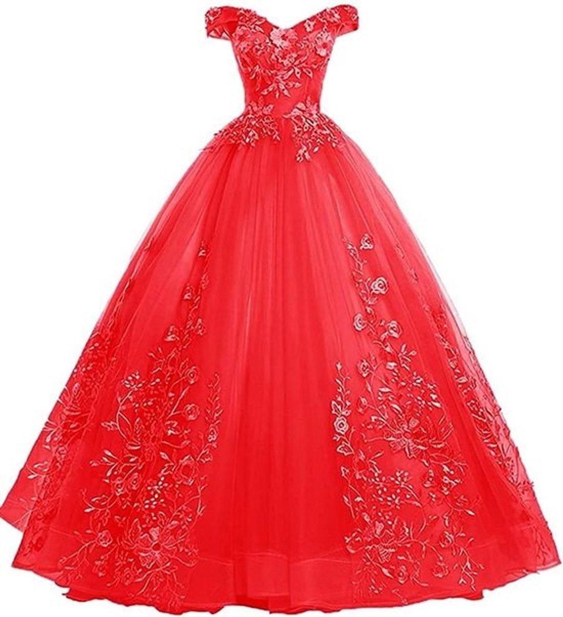 Strapless avondjurk van tule met glanzende afwerking