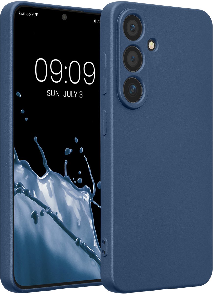 kwmobile metallic telefoonhoesje van TPU - geschikt voor Samsung Galaxy S25 - Flexible case voor smartphone - In metallic blauw