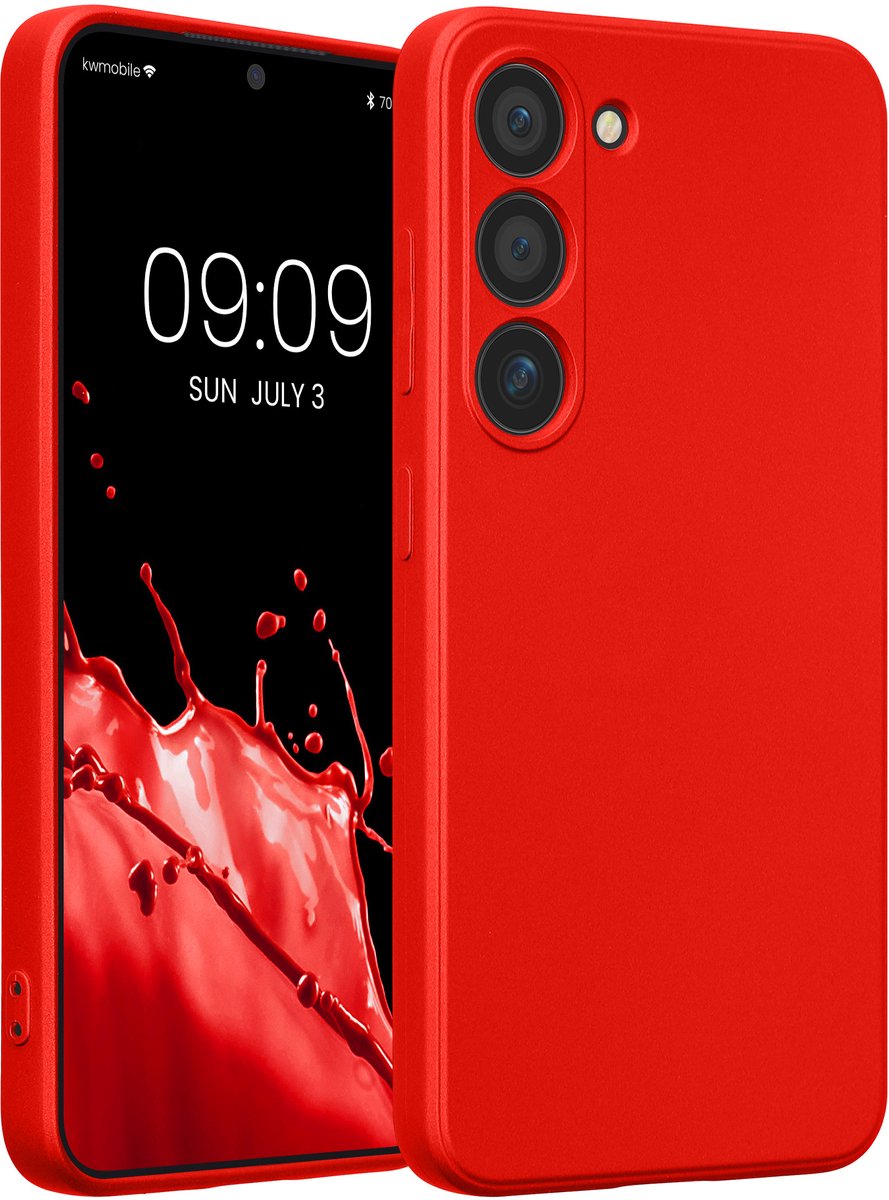 kwmobile metallic telefoonhoesje van TPU - geschikt voor Samsung Galaxy S23 - Flexible case voor smartphone - In metallic donkerrood