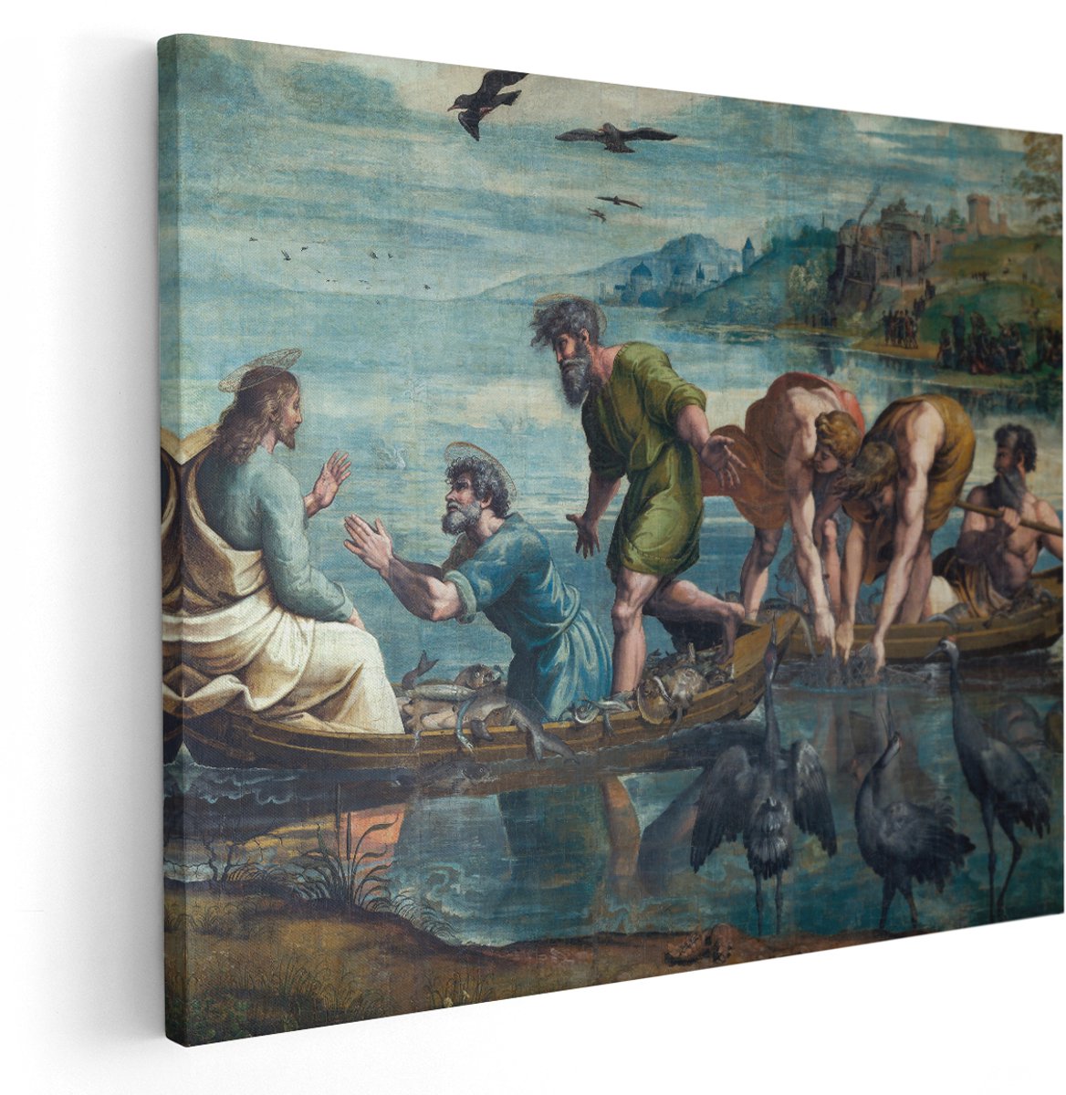 Artaza Canvas Schilderij Jezus - 150x120 cm - Groot - Wanddecoratie Klassiek - Muurdecoratie Rafael - Decoratie Religieus - Schilderijen Op Canvas