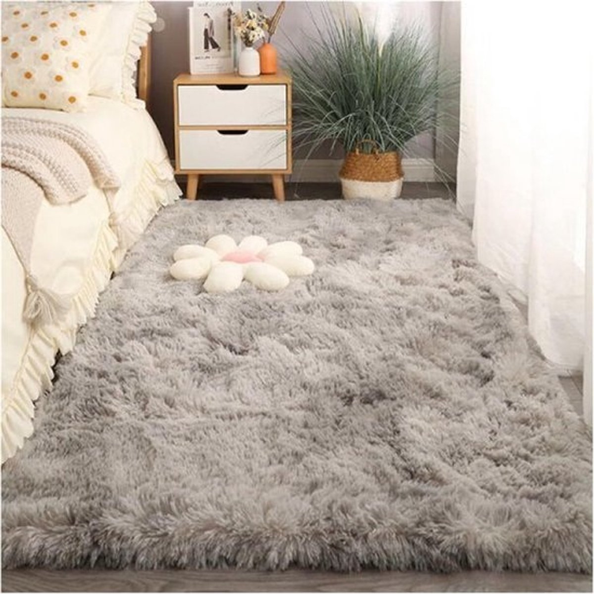 Luxe Vloerkleed - Shaggy Kleed - Woonkamer Decoratie - Extra Zacht Materiaal - 300 x 400cm - Lichtgrijs