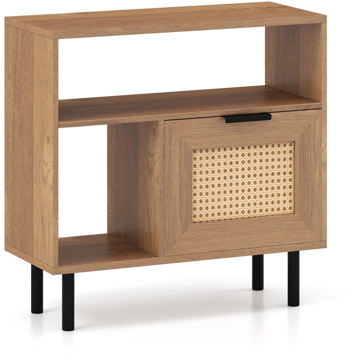 SureDeal® - Bijzettafel - Boho Rotan Nachttje - Opbergvak Rustiek Nachttje - Kleine Ruimtes - 60x25,5x59 cm - Naturel
