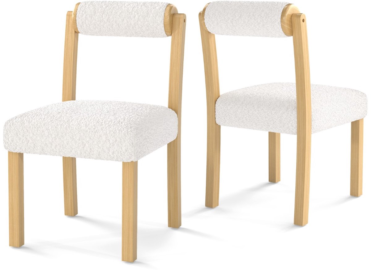 SureDeal® - Eettafel - Eetkamerstoelen Gestoffeerde Zitting - 50x59x85 cm - Naturel + Wit