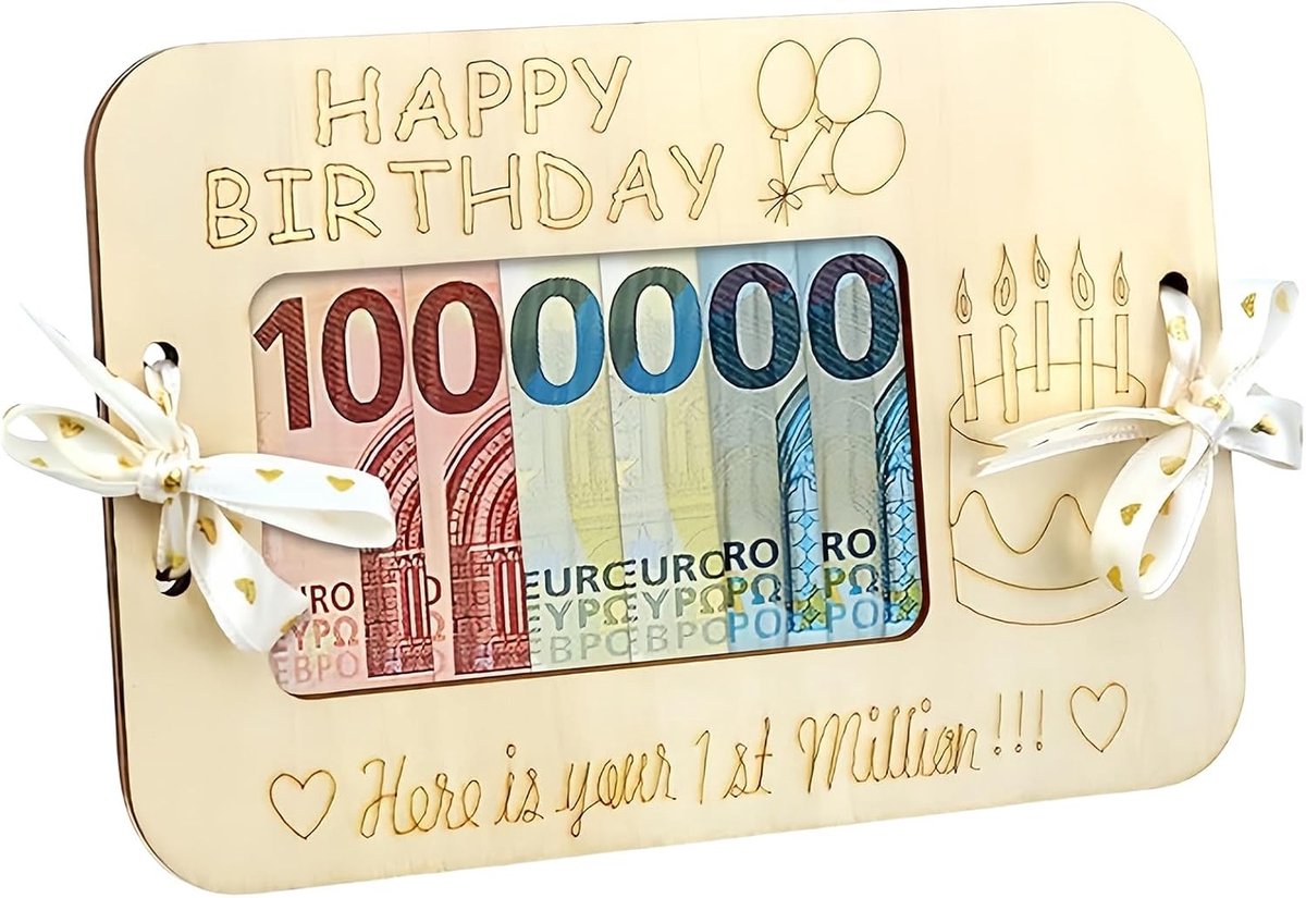 Houten Geldcadeau voor Verjaardag, Creatieve Verjaardagskaart, Uniek Geldgeschenk met Verpakking voor een Speciale Verjaardag