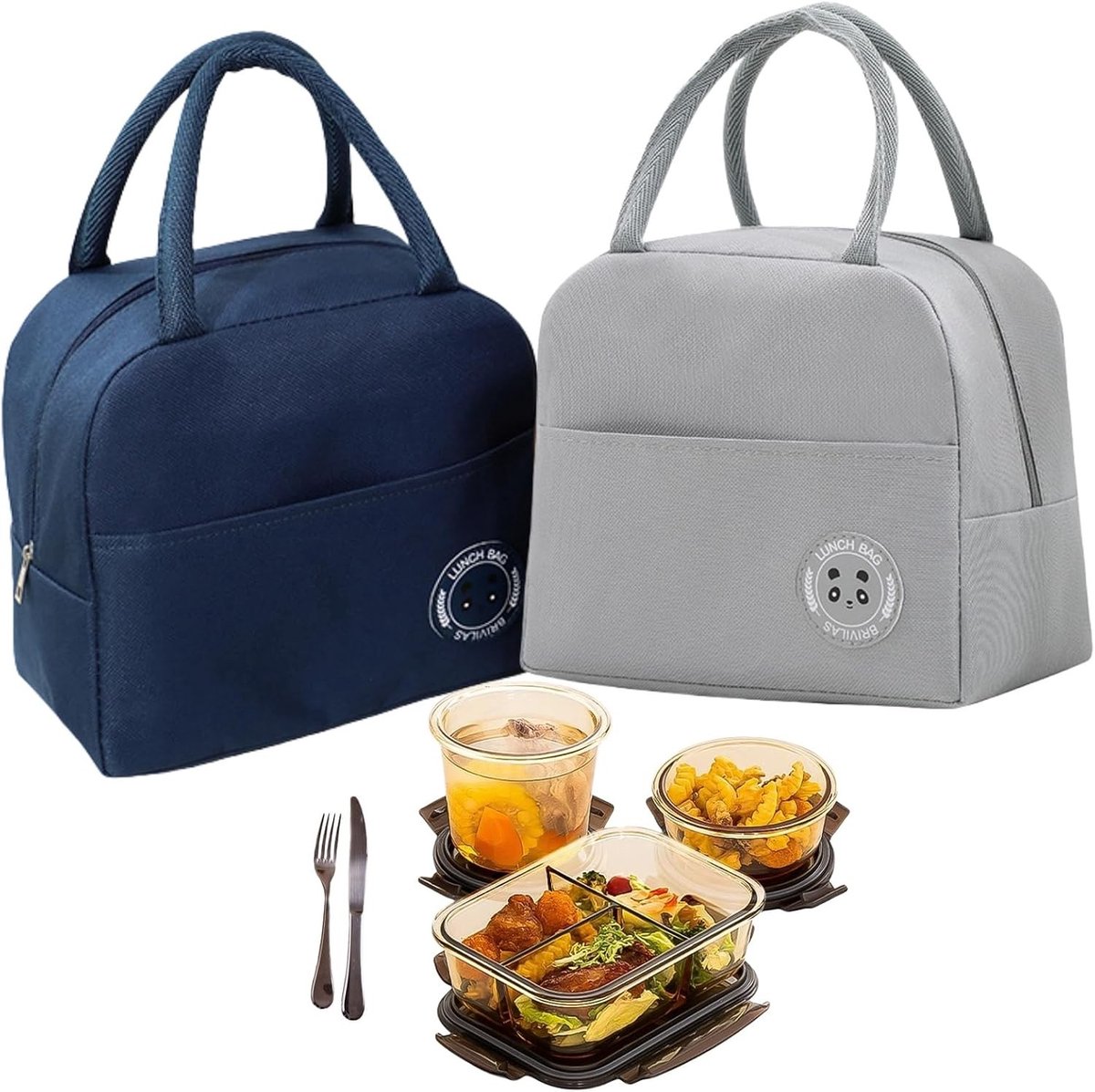 Koeltas Set van 2, Thermische Lunchtas voor Kantoor en School, Ideaal voor Picknicks en Reizen, Geschikt voor Volwassenen en Kinderen