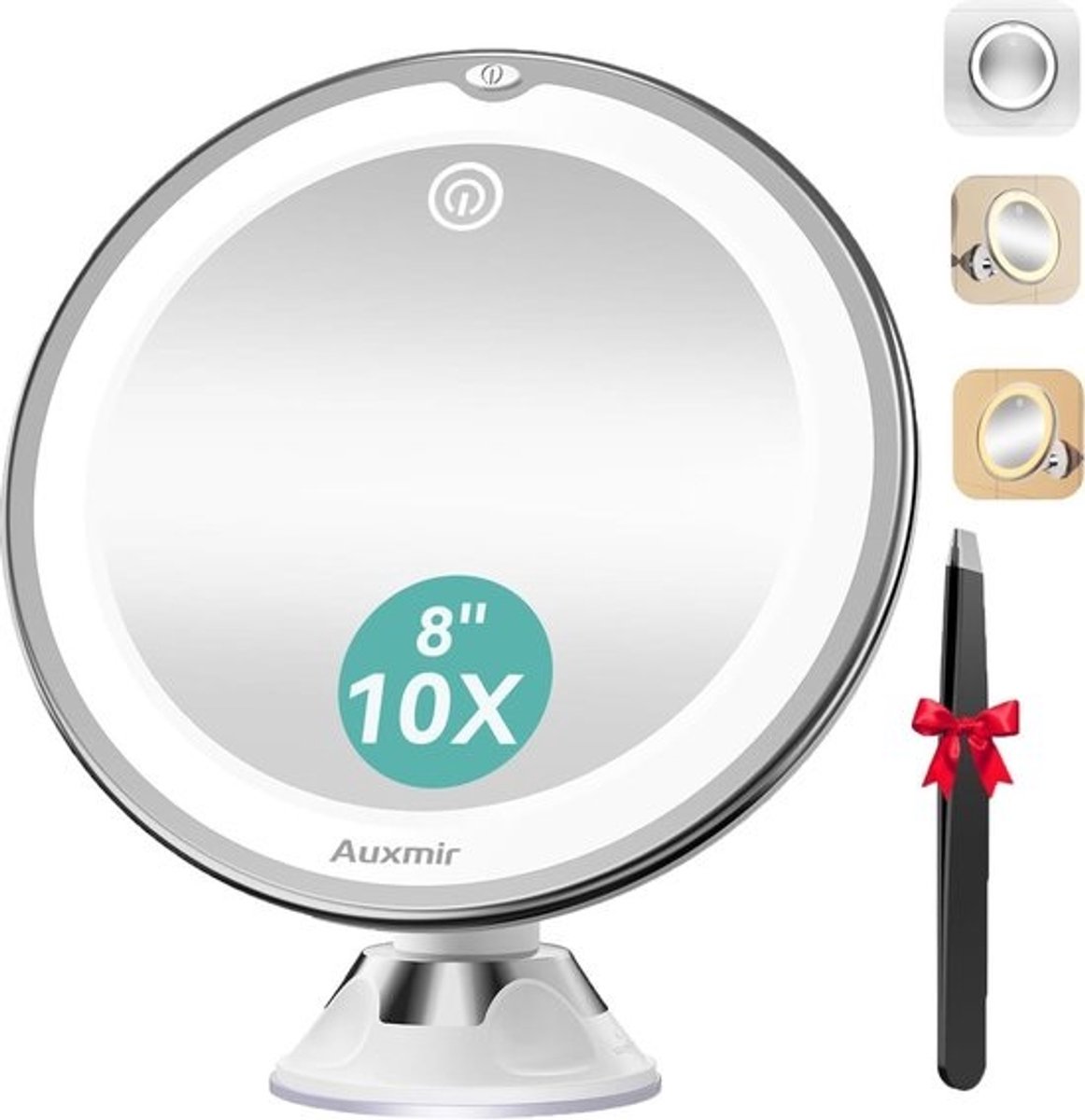 Make-upspiegel met 10x vergroting en lichte functie