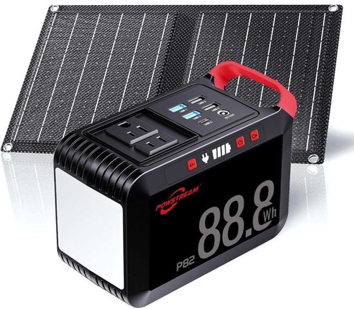 Draagbare Zonne Generator 80W met 21W Opvouwbaar Zonnepaneel en 88.8Wh Batterij voor Camping en Buiten