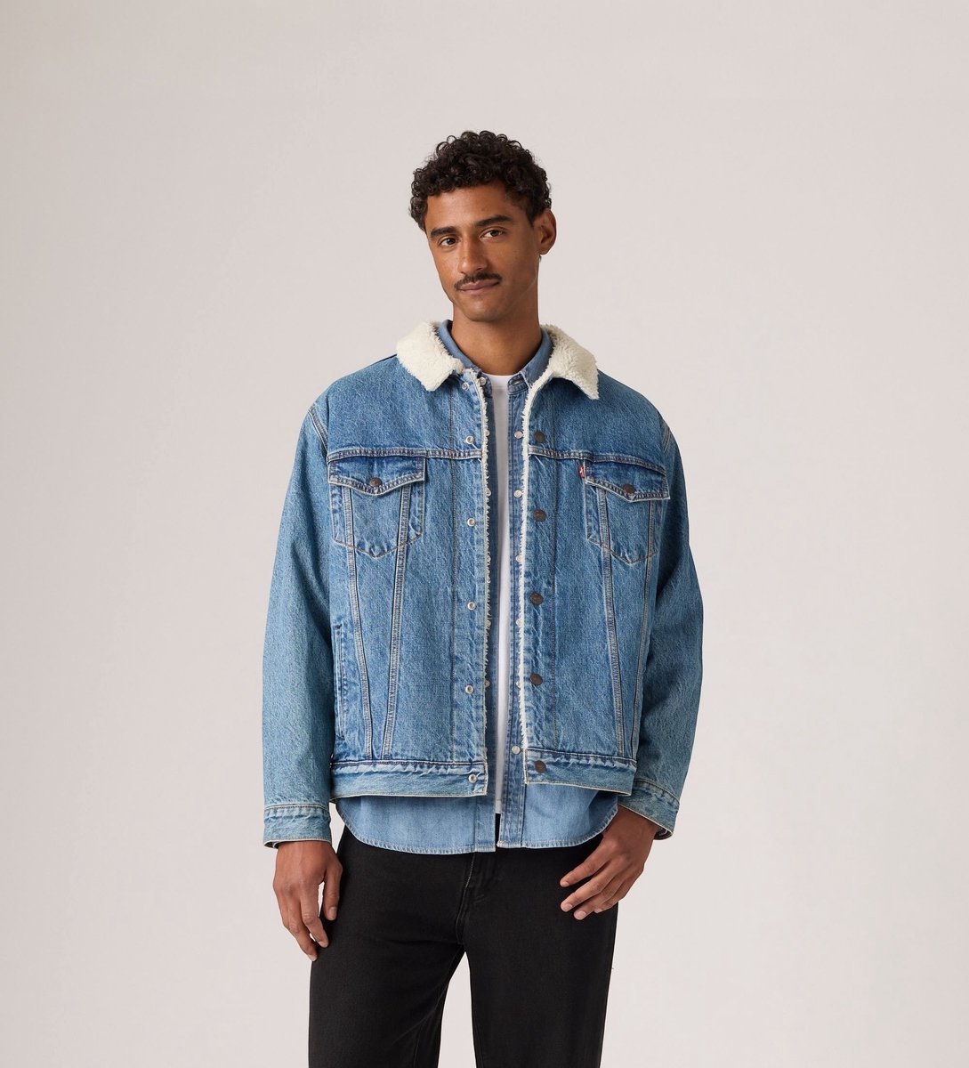 Levi's Blauw Relaxed Fit Sherpa Trucker jack