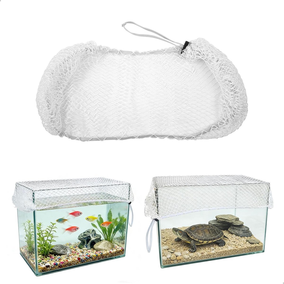 Verstelbaar Anti-Jumping Net voor Aquarium, Deksel voor Vissen, Reptielen en Schildpadden, 100x40cm, Voorkomt Ontsnapping en Beschermt Dieren