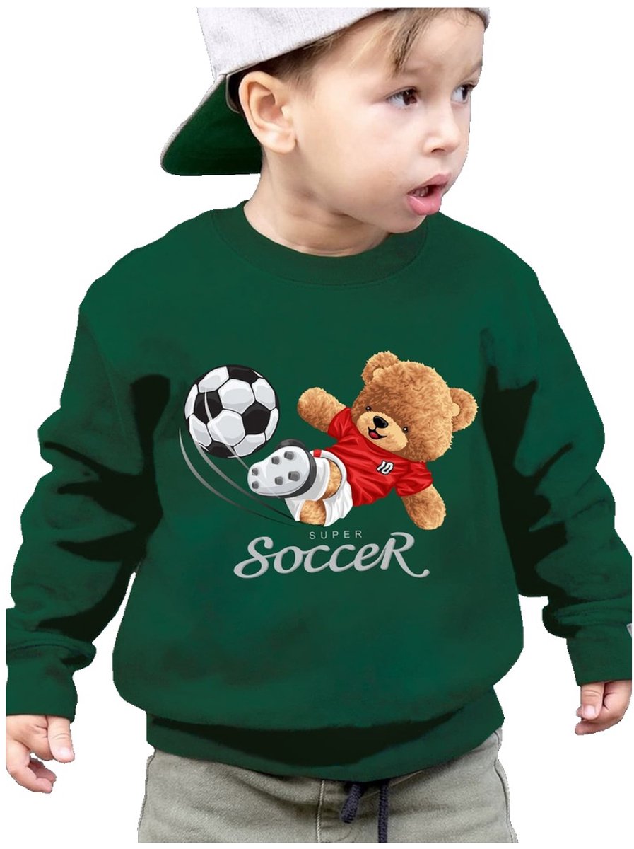 Currero Sweater Jongens Sweaters Sweatshirt Hoodie Warme Trui Pullover Jumper Crewneck Vest 7-8 Jaar Donkergroen