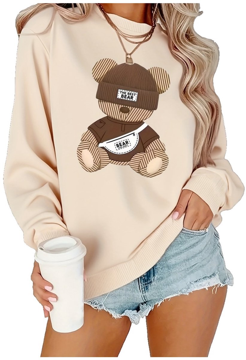 Currero Sweater Dames Sweaters Sweatshirt Hoodie Warme Trui Pullover Jumper Crewneck Vest Abrikoos
