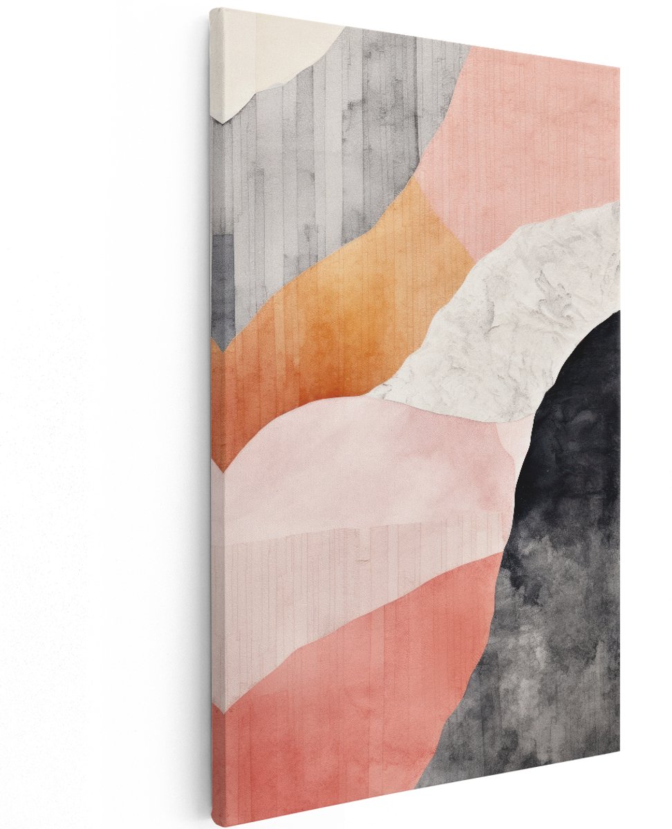 Artaza Canvas Schilderij Abstract - 120x180 cm - Groot - Wanddecoratie Boho - Muurdecoratie Modern - Decoratie Woonkamer - Roze