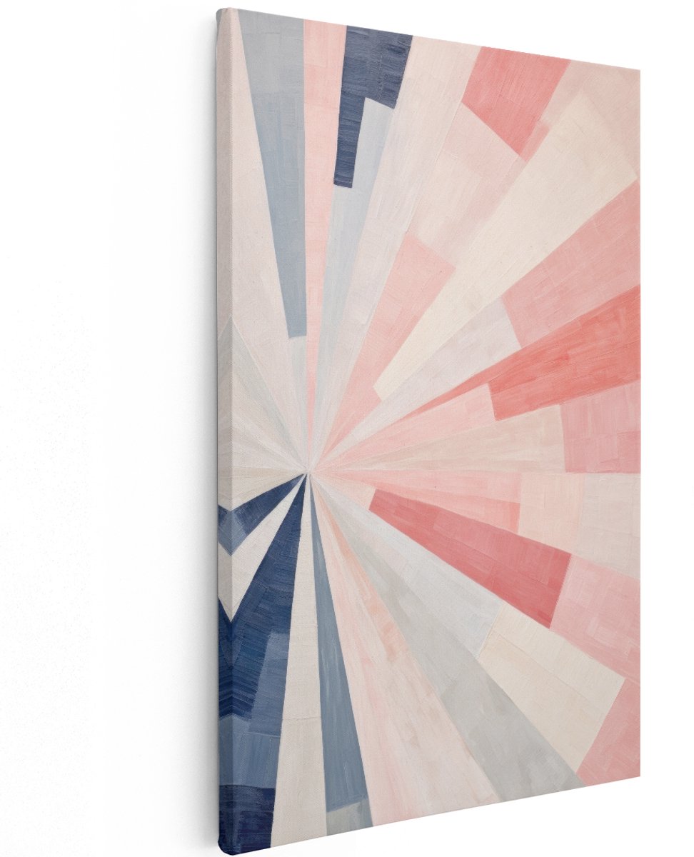 Artaza Canvas Schilderij Abstract - 120x180 cm - Groot - Wanddecoratie Geometrisch - Muurdecoratie Modern - Schilderijen Op Canvas Zonnestralen - Roze