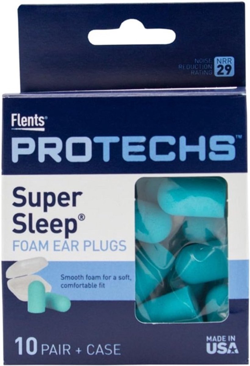 Flents Soft Foam Oordopjes voor Slaap, 29 dB Geluidsisolatie, 10 Paren, met Draagtas