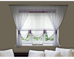 Kant-en-klaar Vouwgordijn met Lussen, Semi-transparant Voile, 180-220 cm Breed