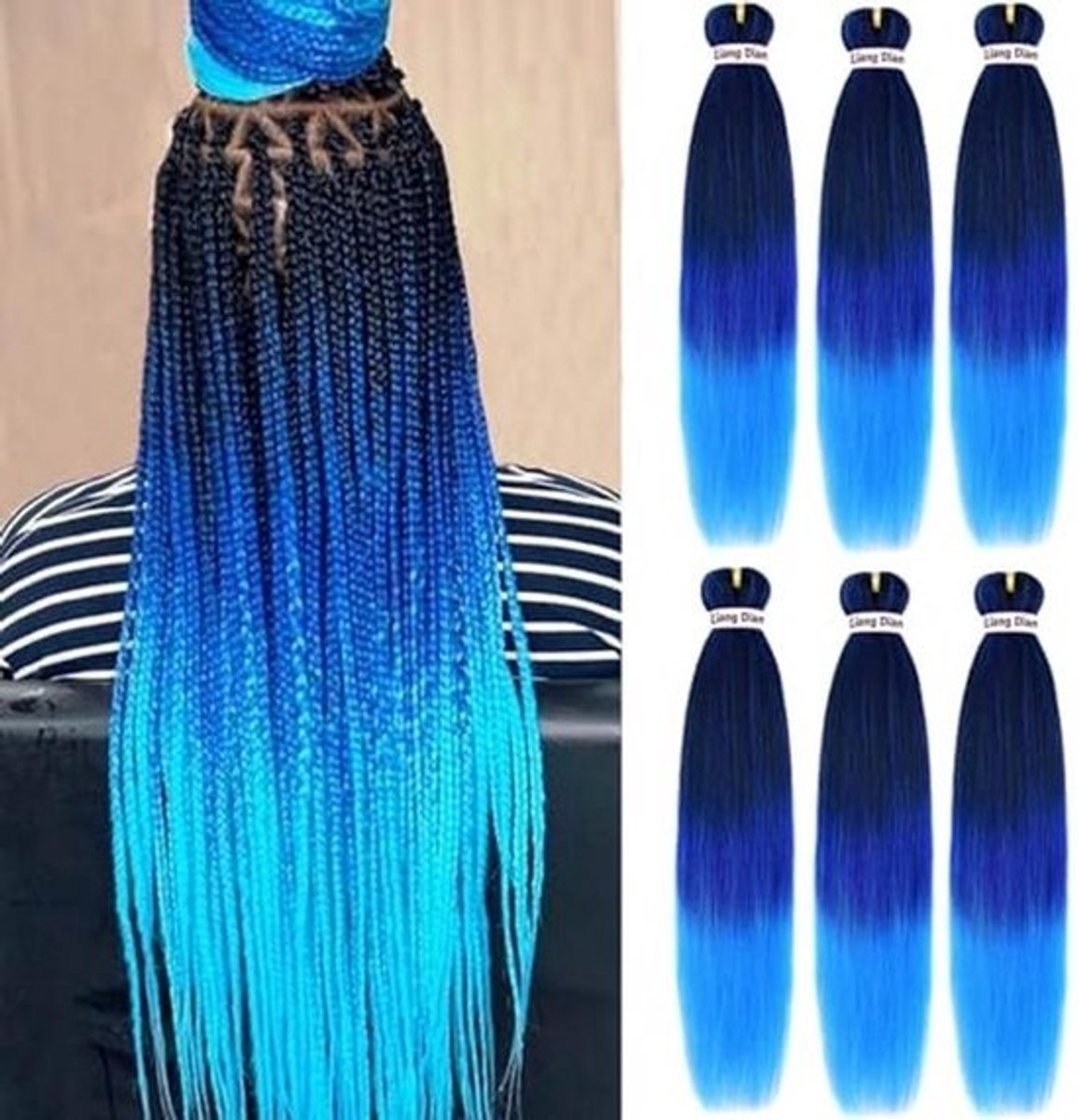 Vlecht Haarextensies 66 cm - 6 Verpakkingen Yaki Getextureerd Gehaakt Synthetisch Haar