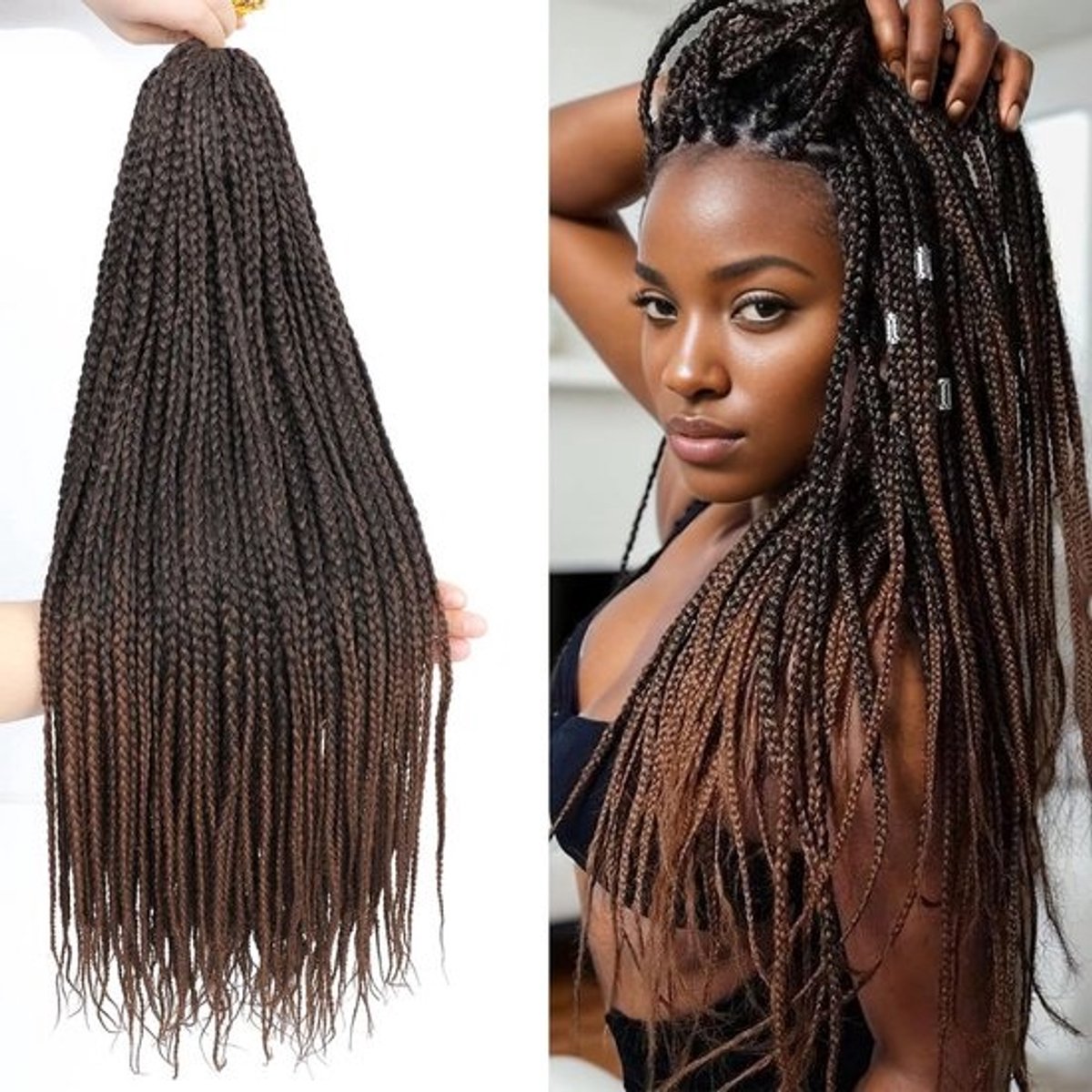 Crochet Vlecht Haar 18 Inch Goddess Box Braids 6 Pakken Synthetische Haarverlenging voor Zwarte Vrouwen