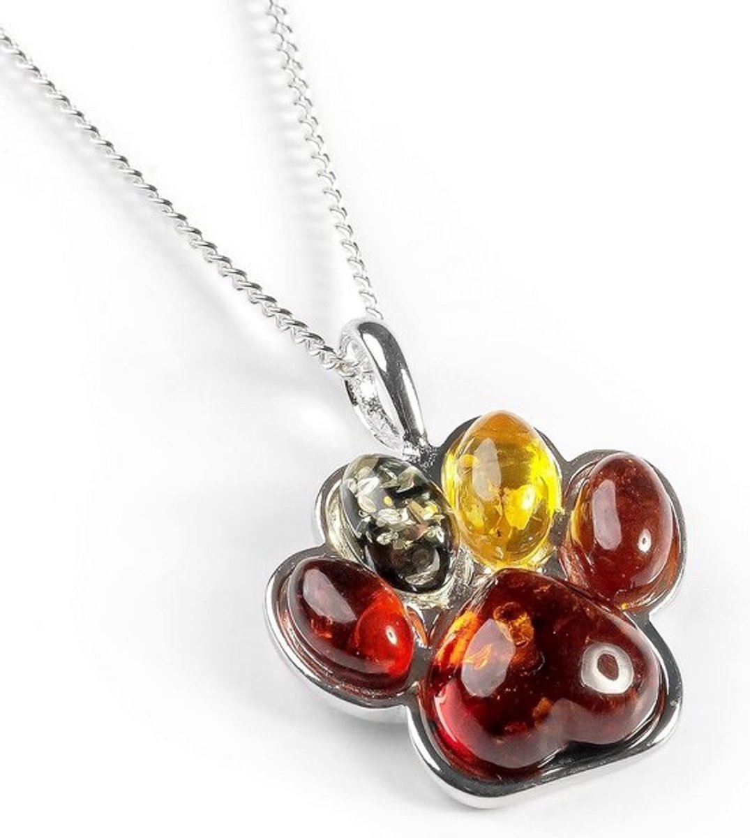 Hondenpoot Afdruk Ketting - Sterling Zilver en Verguld met Echt Goud