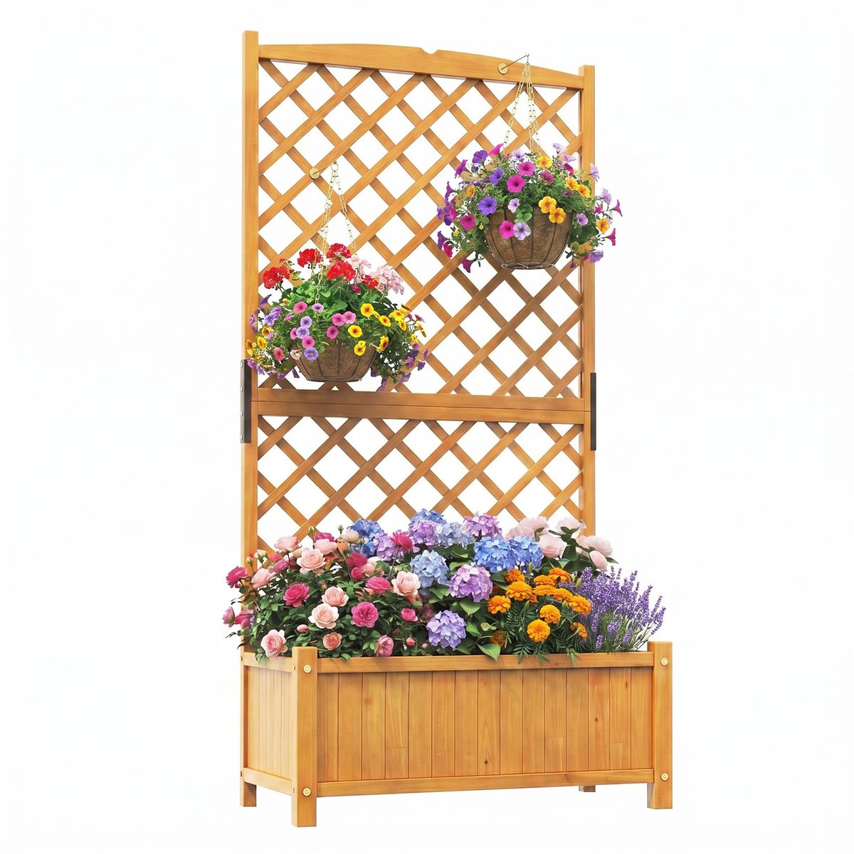 SureDeal® - Plantenbak - Bloembak Verhoogd Plantenbed - Klimrek - Klimplanten Naturel - 90x44,5x180,5 cm - Bruin