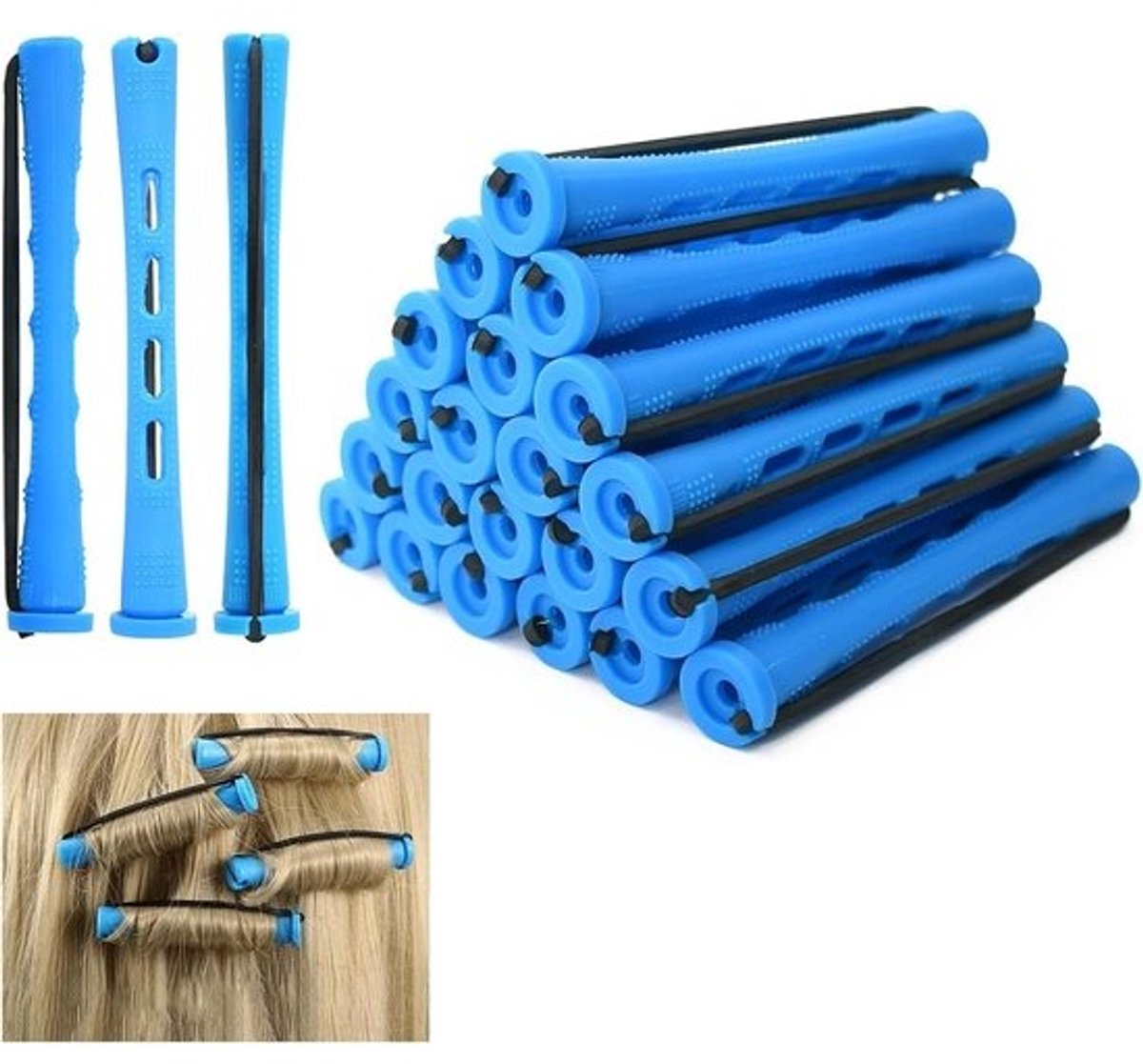 80 Stuks Permroosters - Kleine Curlers met Elastische Bandjes voor Thuis Koude Krullen, Geschikt voor Kort en Lang Haar, Plastic 1.8 cm Curlers