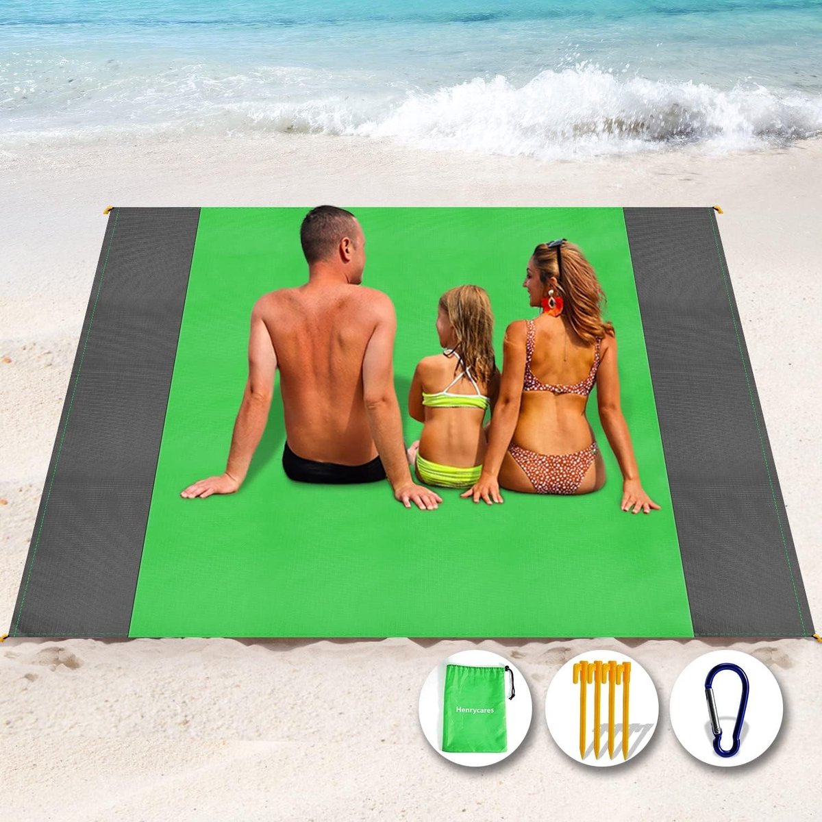 Strandlaken - Groen - 250 x 200 cm - Waterdicht en Zandbestendig - Voor 5-8 Personen
