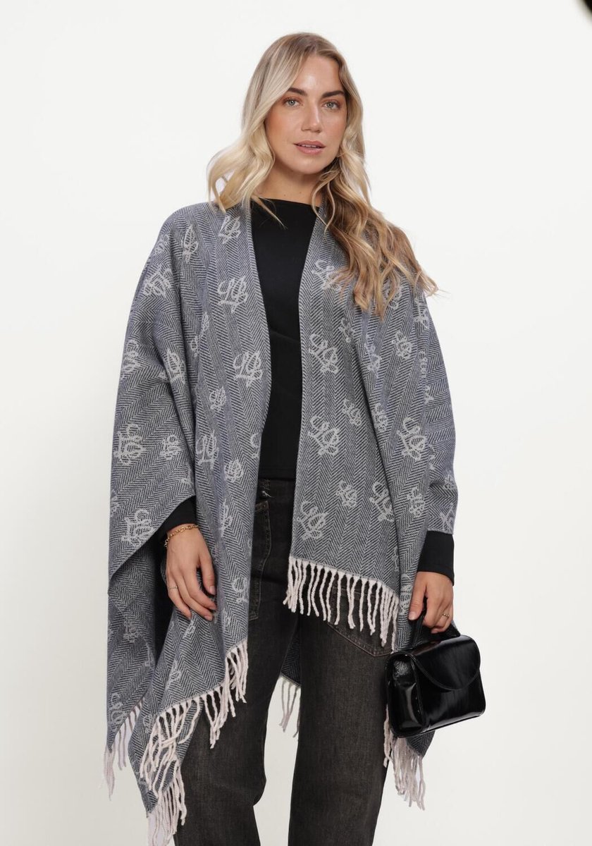 Liu Jo Logo - Cloack/poncho.1 Jassen Dames - Winterjas - Grijs - Maat ONESIZE
