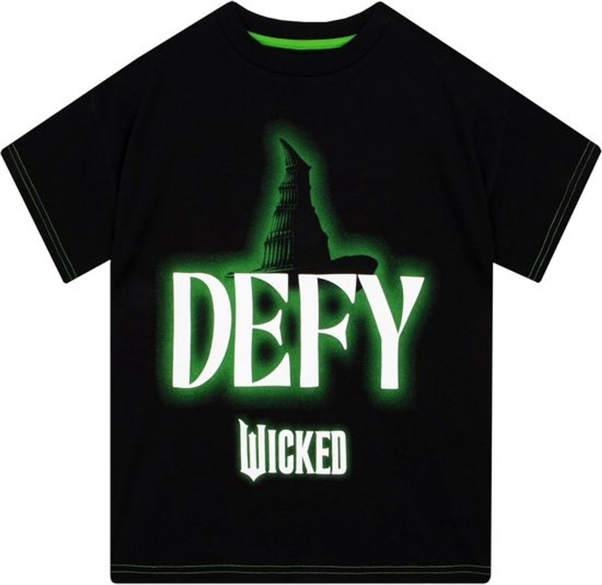 Meisjes T-Shirt Zwart met Groene Heksenprint - Comfortabel Katoen