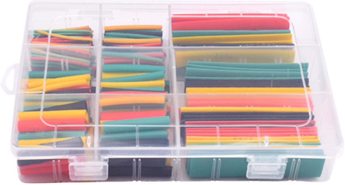 Krimpkous set gekleurd - 328 delig - Warmte krimpbuizen in BOX