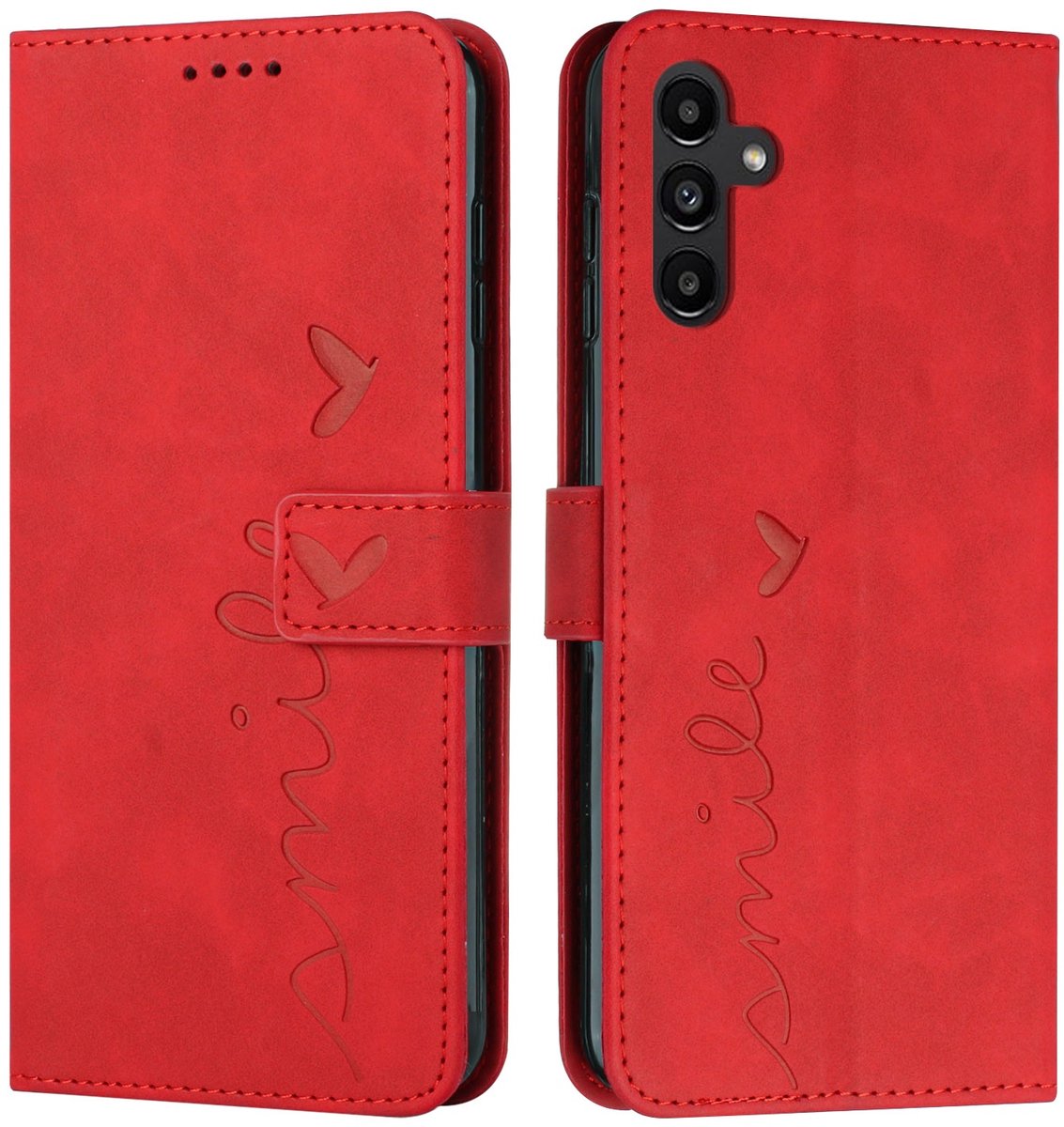 Coverup Hoesje - Geschikt voor Samsung Galaxy S26 FE Hoesje - Coverup Smile Book Case - Rood