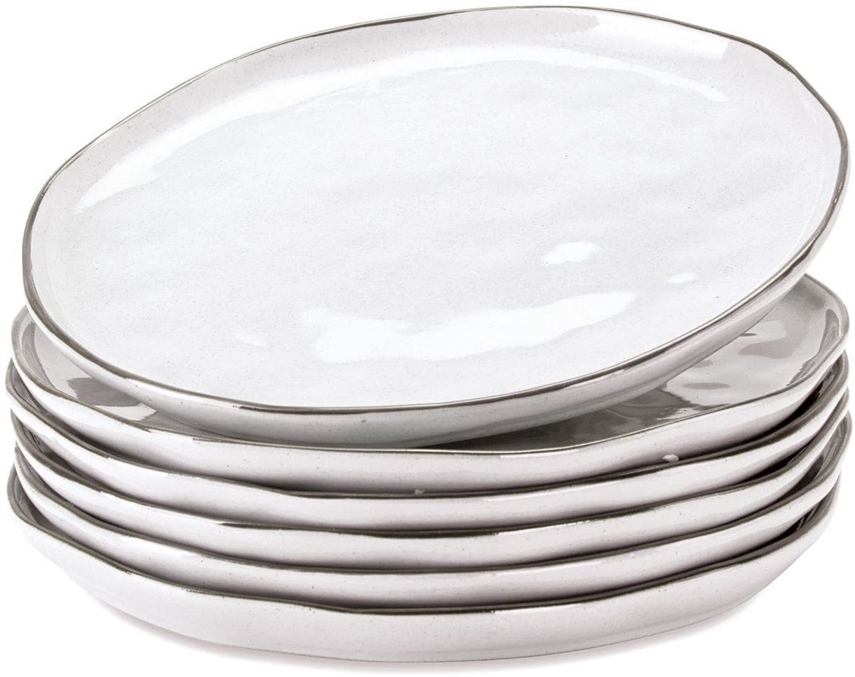 LOBERON Bord set van 6 Biarré wit
