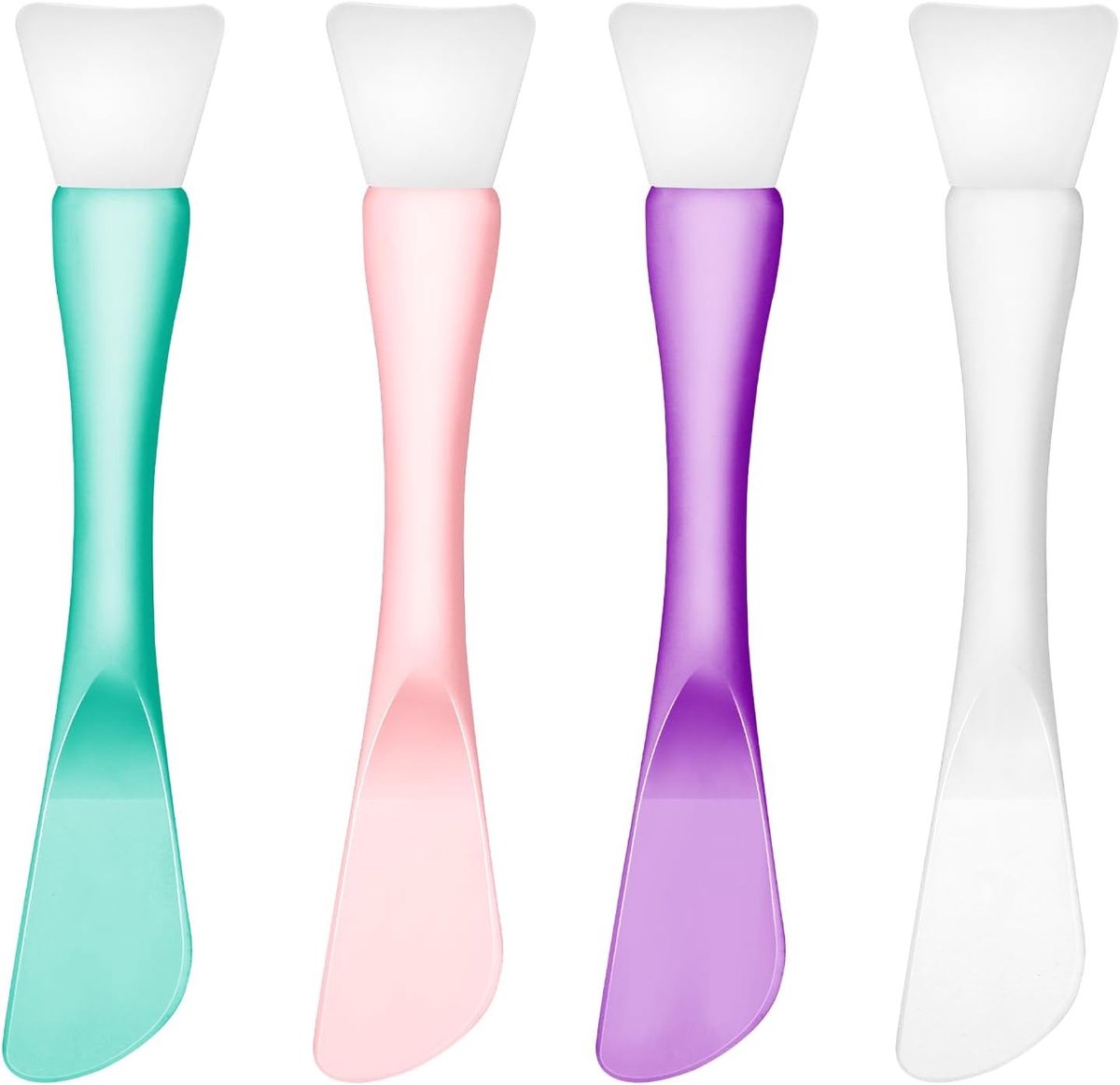 Siliconen gezichtsmasker applicator set van 4, herbruikbare dubbele kwasten voor het aanbrengen van gezichtsmaskers, ideaal voor schoonheid en huidverzorging