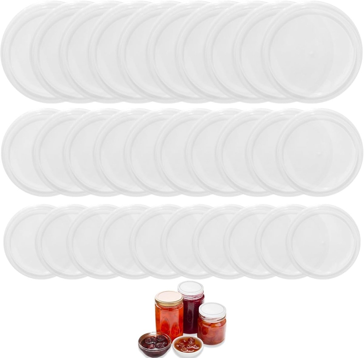 30 Stuks Transparante Siliconen Deksel voor Blikjes, Yoghurtbekers en Voedselconserven - Diverse Maten 100mm, 85mm, 75mm, Herbruikbaar en Waterdicht