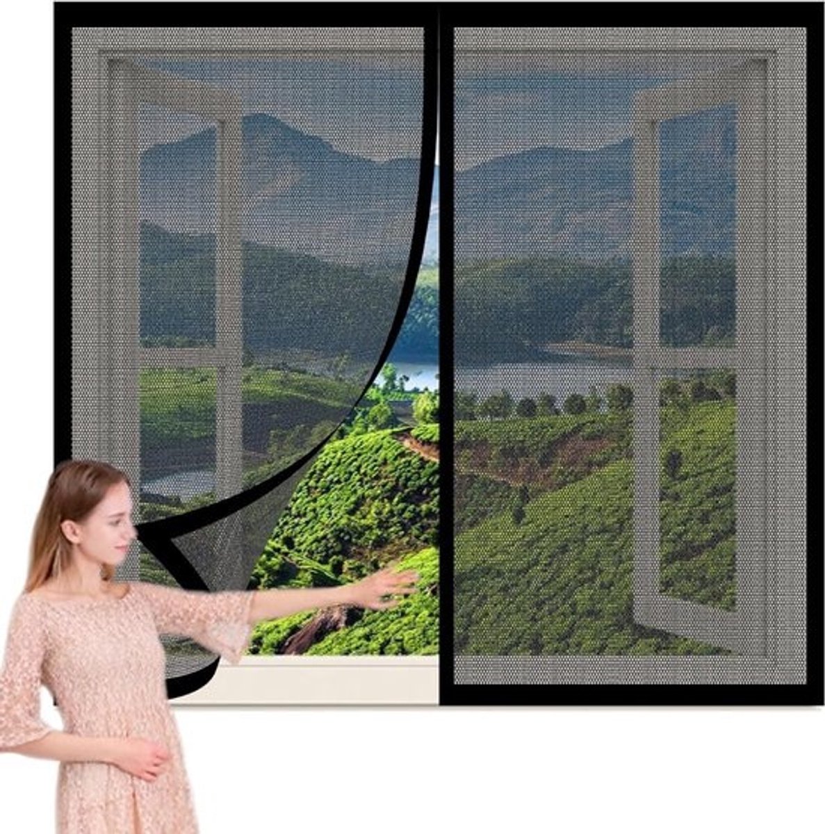 Vliegenhorren Voor Ramen - Horren Raamhorren - Insecten Buiten Houden - Magnetisch Zelfsluitend - 120 x 220 cm - Zwart