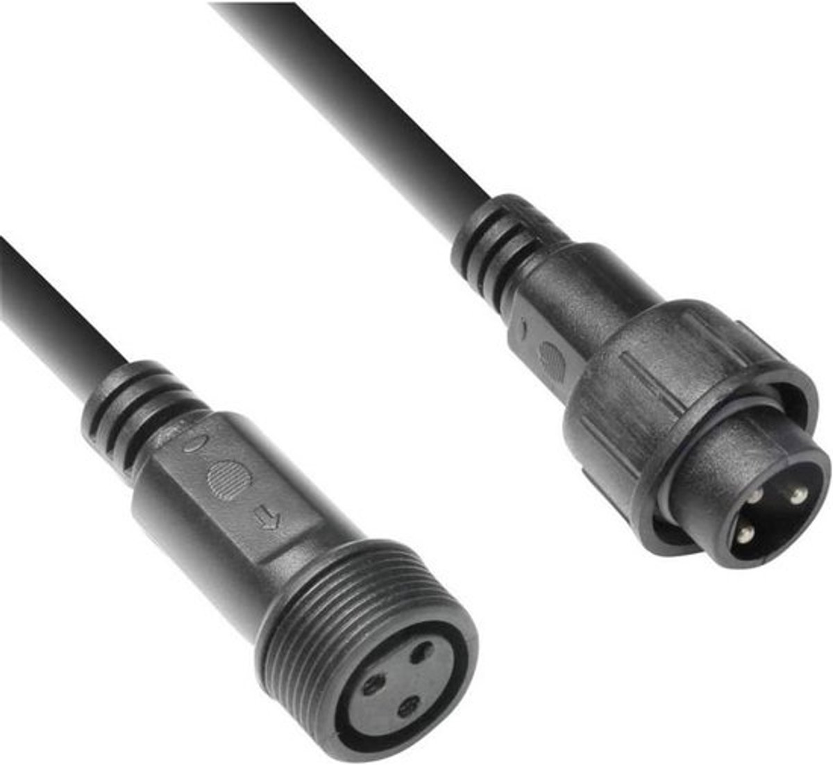 Stroom verlengkabel - XLR kabel Adapterkabel - Apparatuur voeden - IP65 waterdicht - 3 meter - Zwart