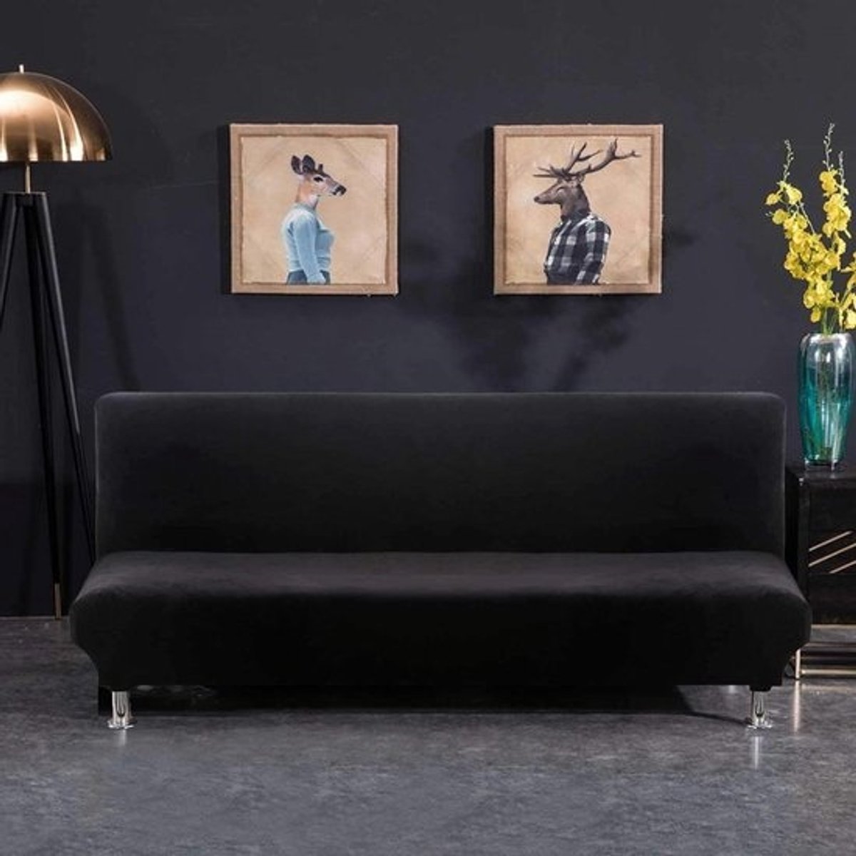Hoes voor bank - Bankovertrek Beschermhoes - Meubels Beschermen - Elastisch Fluweel - 160-195 cm - Zwart