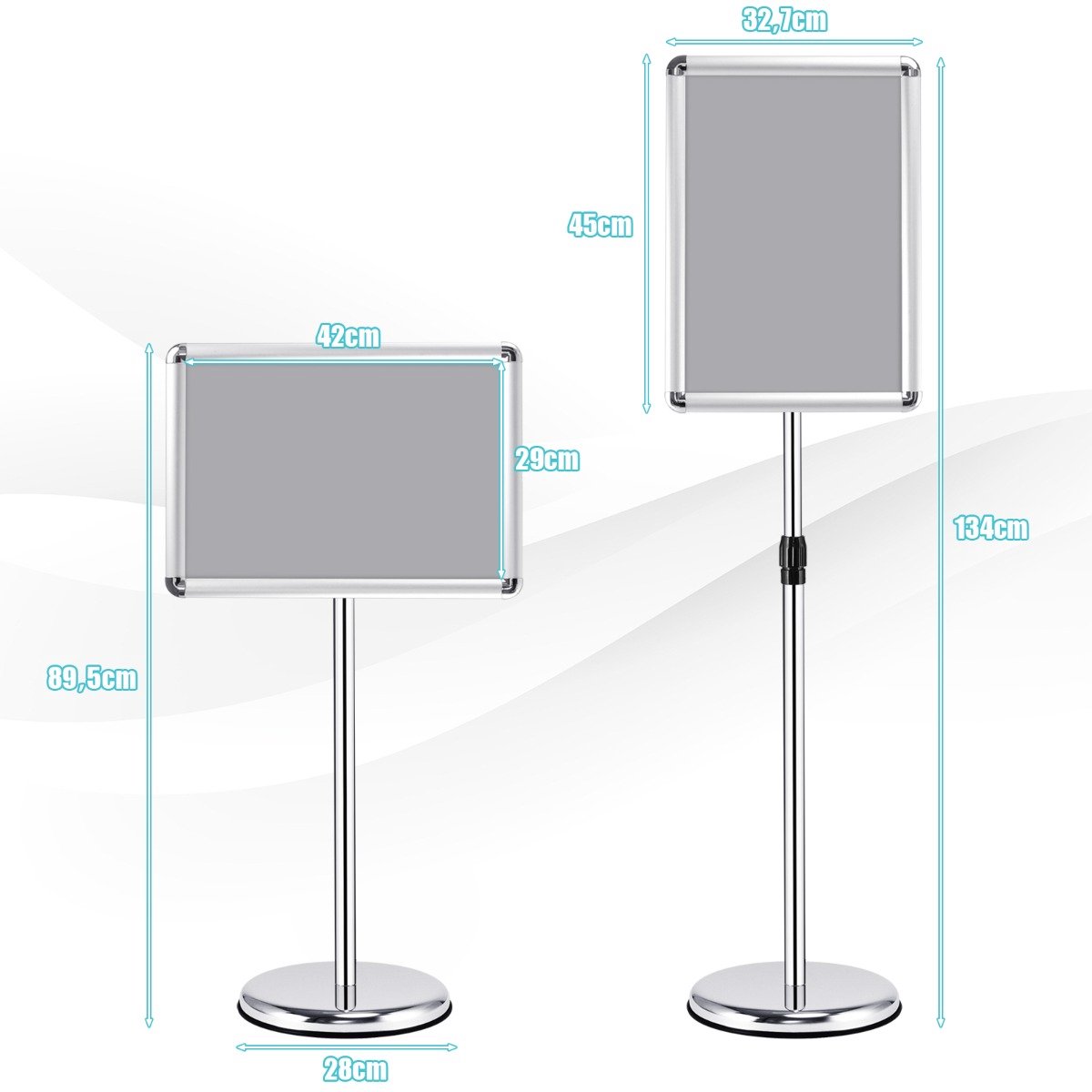 SureDeal® - Presenter - 2-delige Hoogteverstelbare Infostandaard - 33x24 cm - Zilver