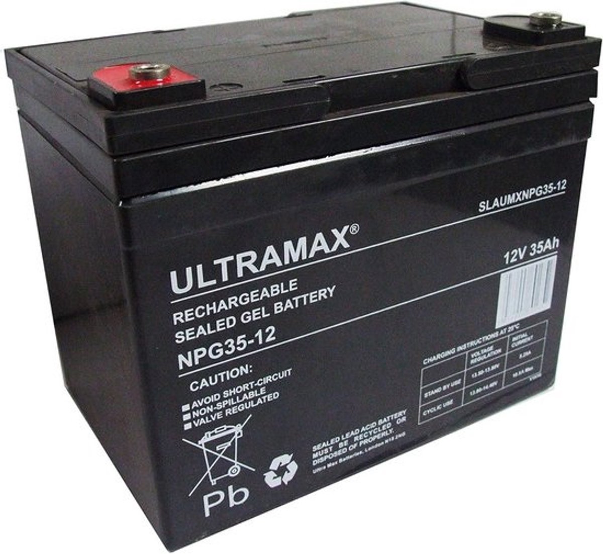 12V 35Ah Golfkar Accu - Onderhoudsvrij Gel Type voor Elektrische Trolleys en Meer