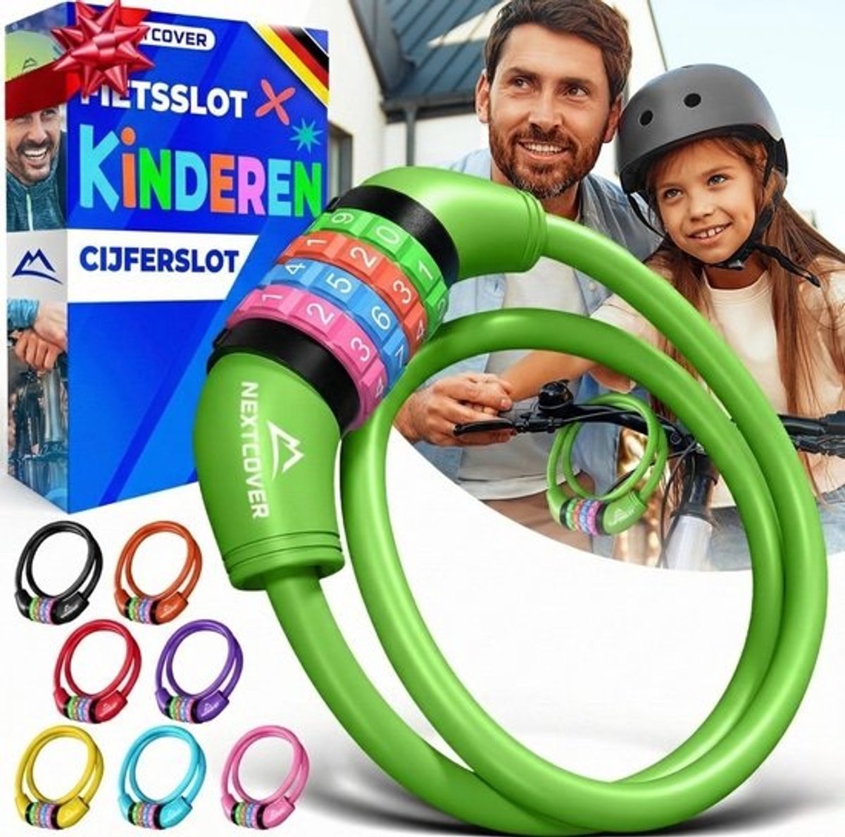 Veilig Fietsslot met 4 Cijferige Code - Dikke Kabel voor Fiets, Step en Loopfiets
