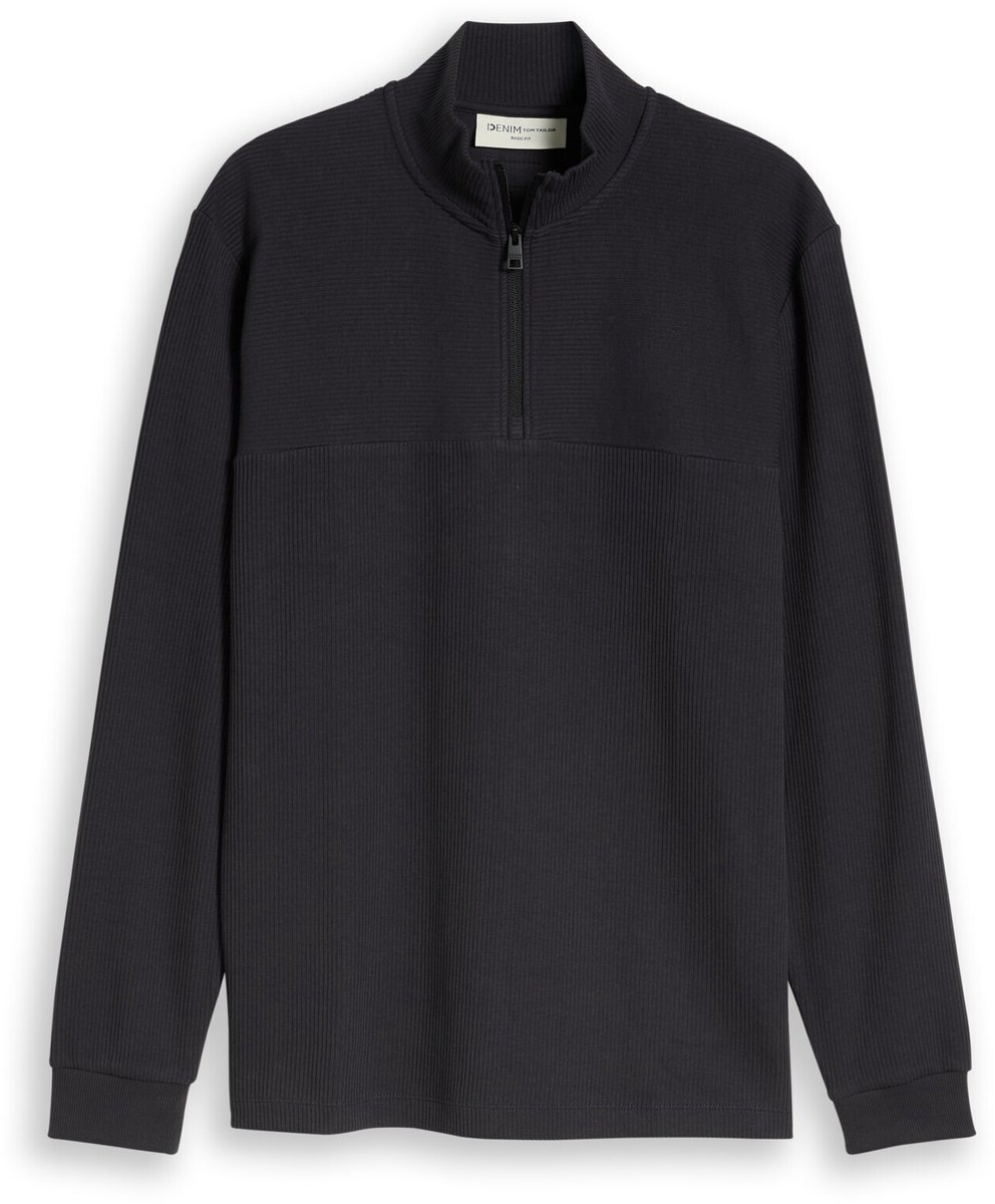 Tom Tailor Denim - Troyer-shirt met lange mouwen en rits - Maat XL - coal grey