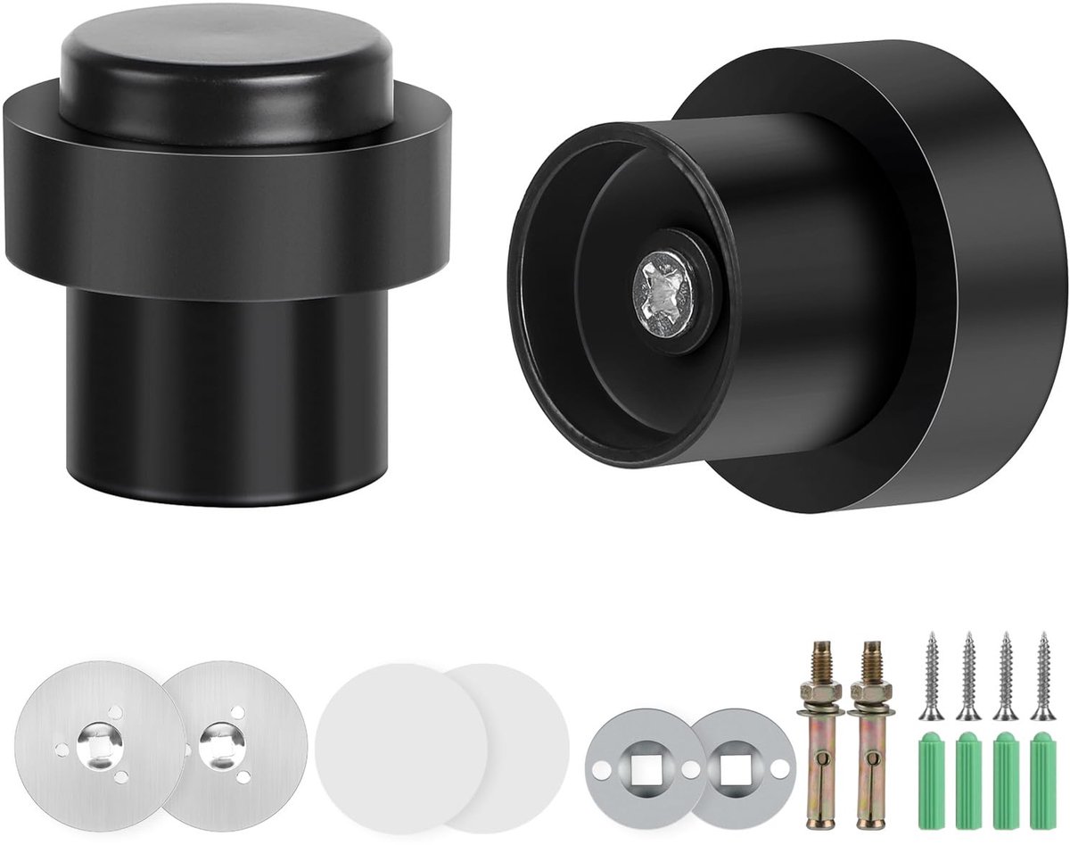 Deurstopper - Vloermontage - van 304 RVS - Zwart - 2 stuks