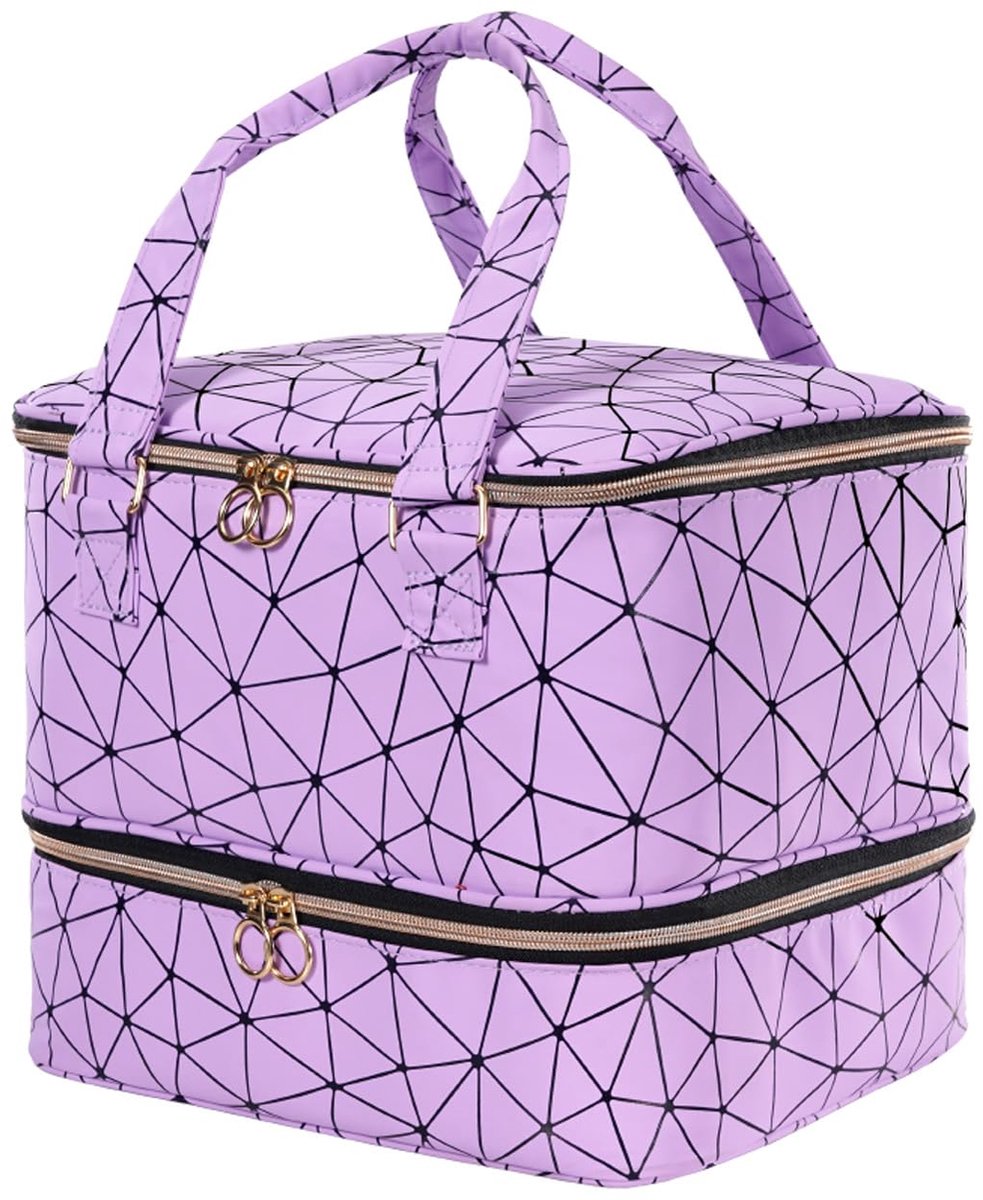 Nagellak Organizer - Voor 42 nagellakflessen en 1 LED-nagellamp - Opbergtas voor nageldesign accessoires - Violet