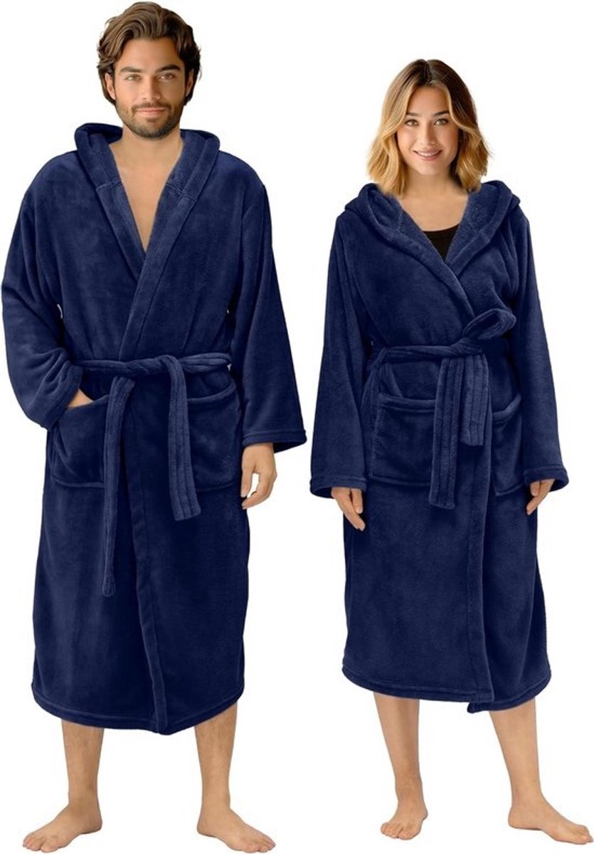 Unisex Badjas voor Dames en Heren - Ochtendjas met Ceintuur, Zijzakken en Capuchon - Verkrijgbaar in Meerdere Maten