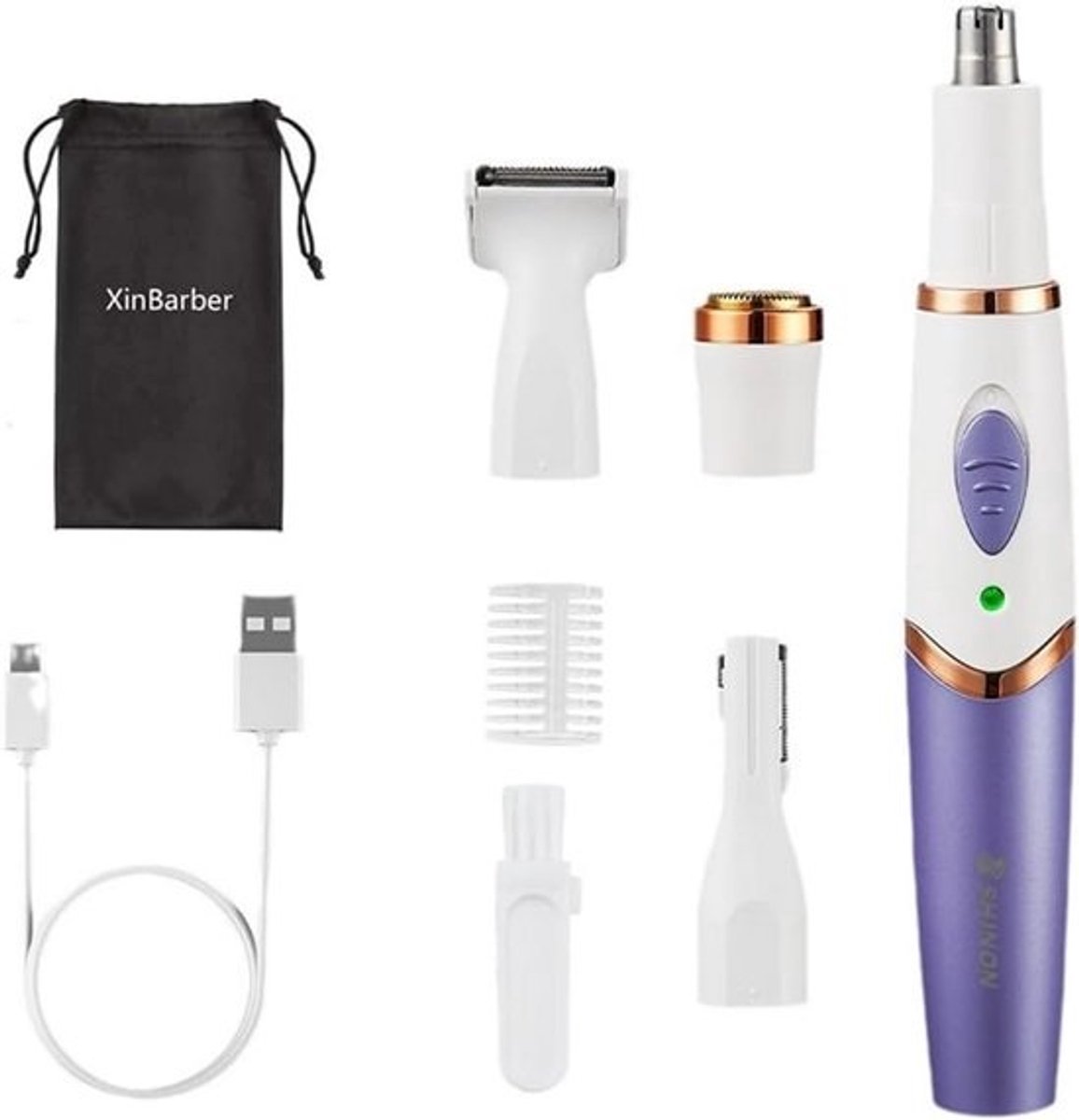 Elektrische Lady Shaver 4-in-1 voor Vrouwen - Draadloos Ontharen voor Gezicht, Benen en Bikini