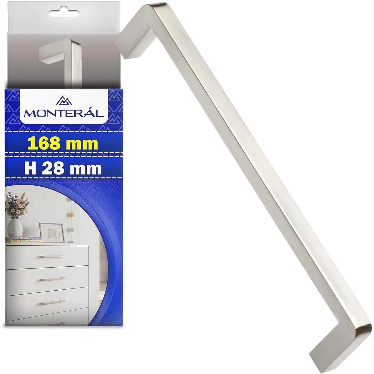 Kitchen Cupboard Handle 168 mm Distance Between Mounting Holes 160 mm H 28 mm - ShopVlot