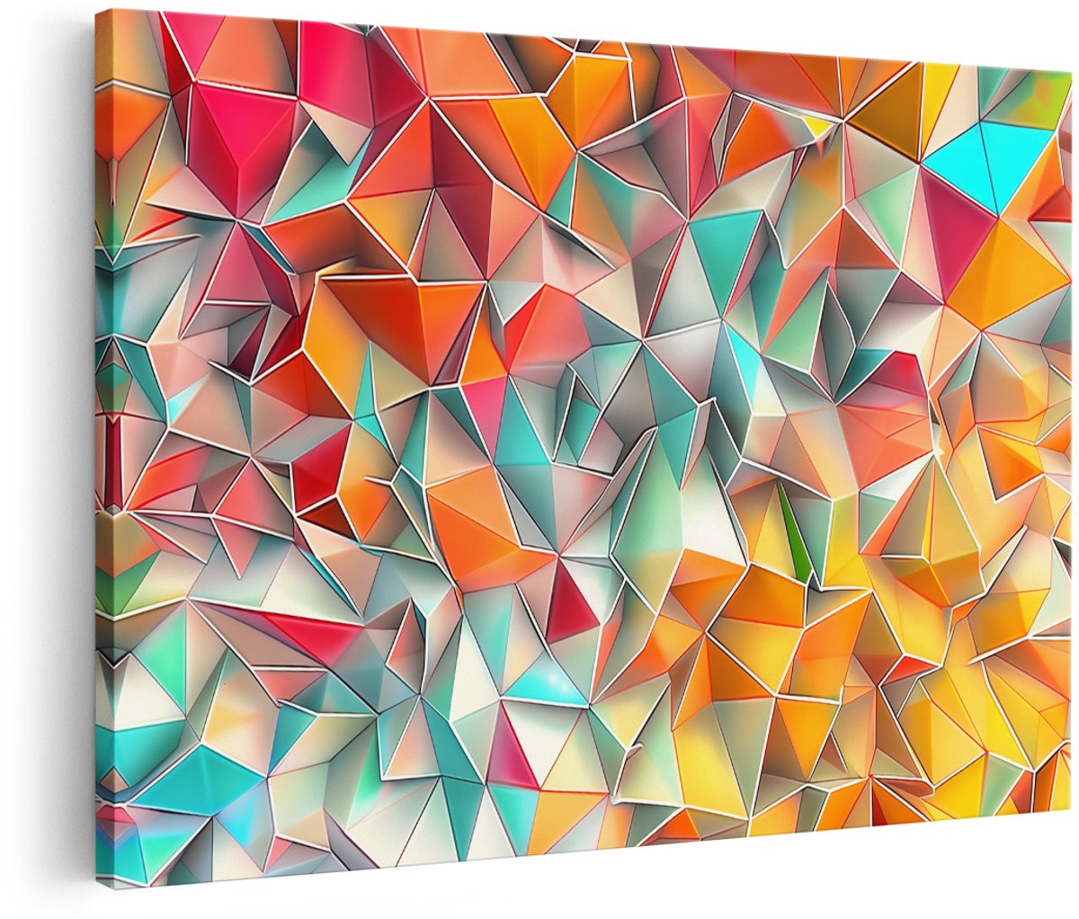 Artaza Canvas Schilderij Kleurrijke Driehoeken - 180x120 cm - Groot - Wanddecoratie Woonkamer - Schilderijen - Muurdecoratie