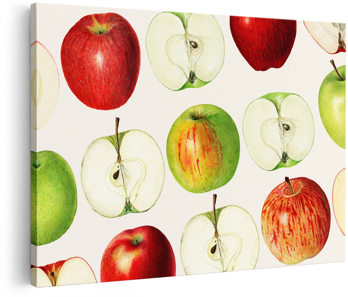 Artaza Canvas Schilderij Appels - 180x120 cm - Groot - Wanddecoratie Keuken - Muurdecoratie Fruit - Vintage Schilderijen Op Canvas