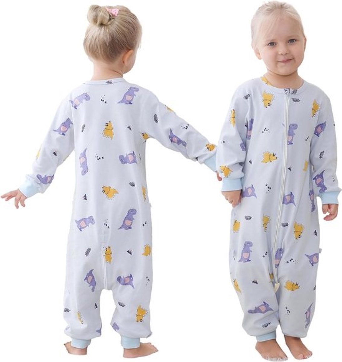 Babyslaapzak met voeten - Zomerslaapzak lange mouw - Veilig slapen - Ademend katoen - 2-4 jaar - Blauw